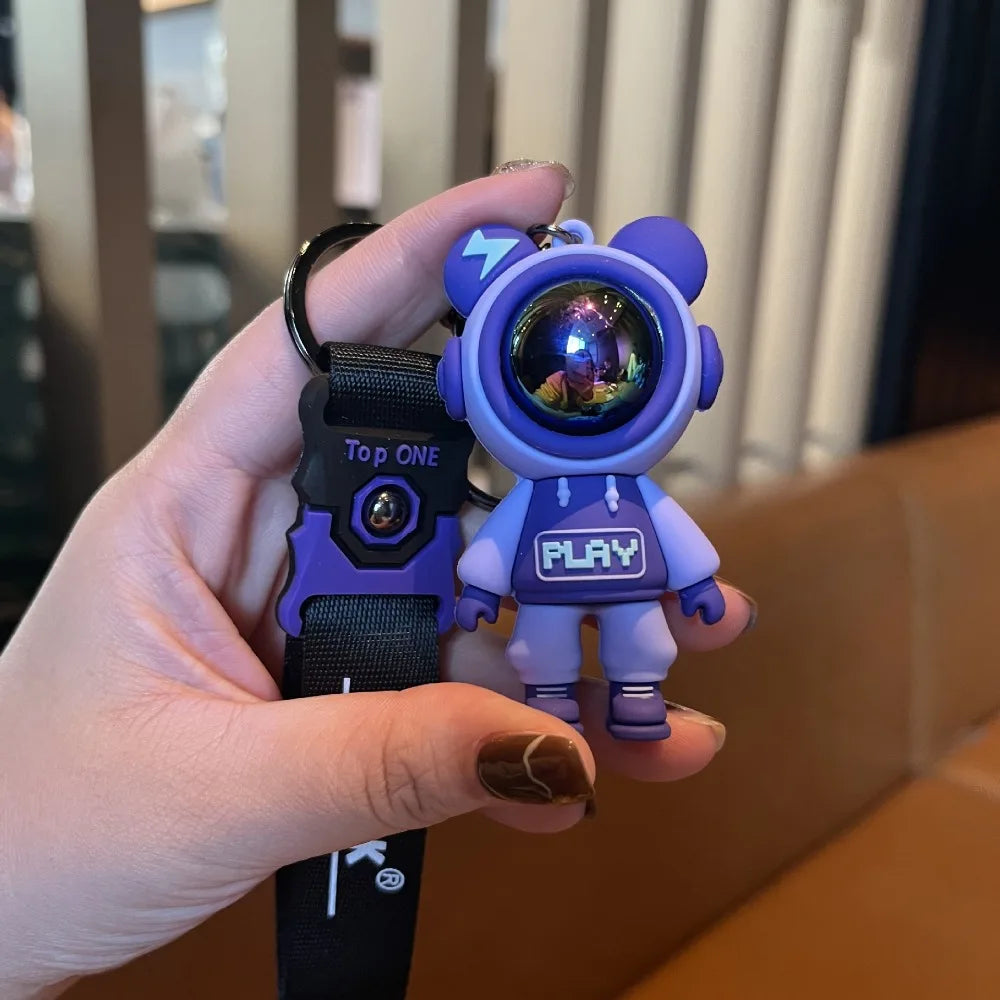 Cartoon Lightning Bear Keychain Cute Astronaut Bear Doll Keychain Bag Pendant Couple Car Key Ring Creative Bag Charm GiftPendant