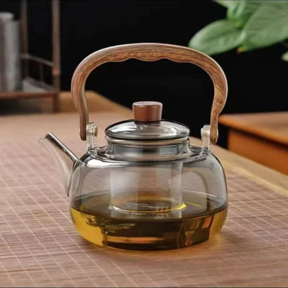 Glass Teapot Stovetop, Borosilicate Tea Kettle Stainless Steel Infuser, Teapot Blooming and Loose Leaf Tea Maker Tea Brewer