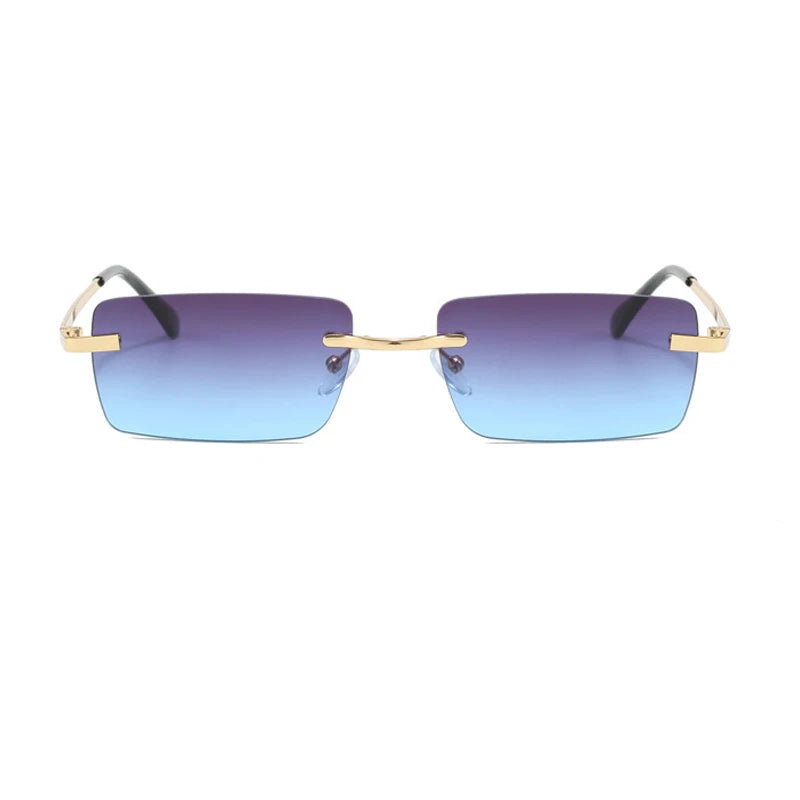 1PC Unisex Metal Square Frame Fashio Rimless Sunglasses For Outdoor Beach Party