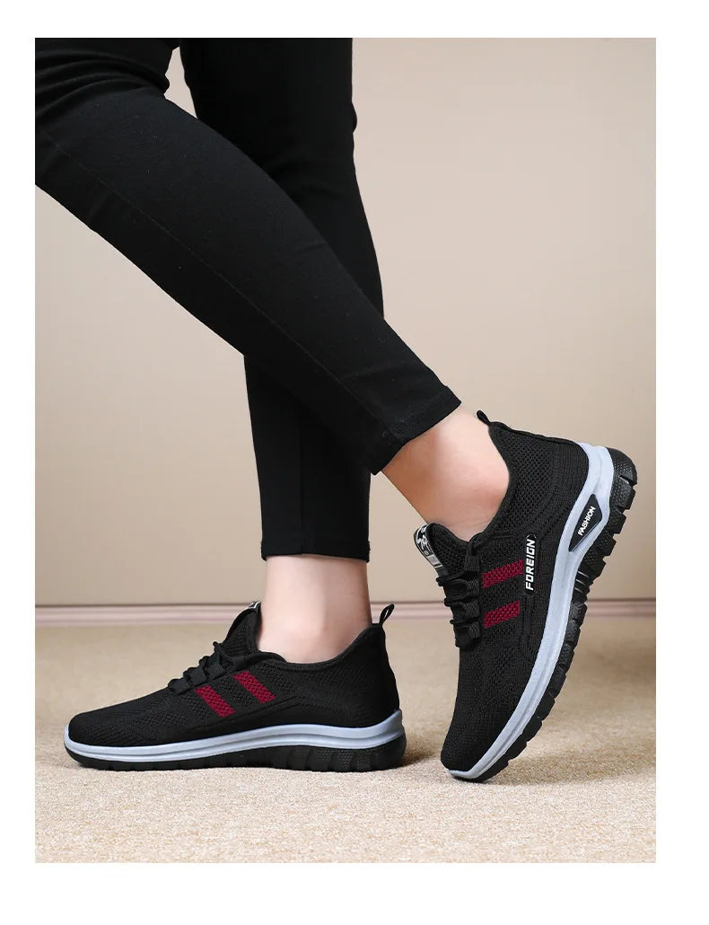 Women Casual Sports Shoes Breathable Lightweight Sneakers Anti-slip Flats Outdoor Running Walking Shoes Female Vulcanized Shoes