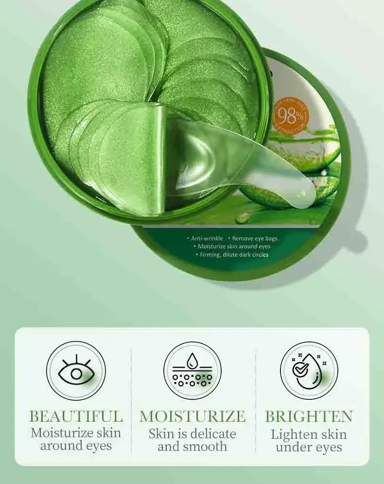 60pcs Aloe Vera Collagen Eye Mask Anti Dark Circles Eyes Bags Moisturizing Firming Hyaluronic Acid Gel Eye Patches Eyes Skincare