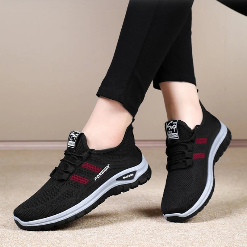 Women Casual Sports Shoes Breathable Lightweight Sneakers Anti-slip Flats Outdoor Running Walking Shoes Female Vulcanized Shoes