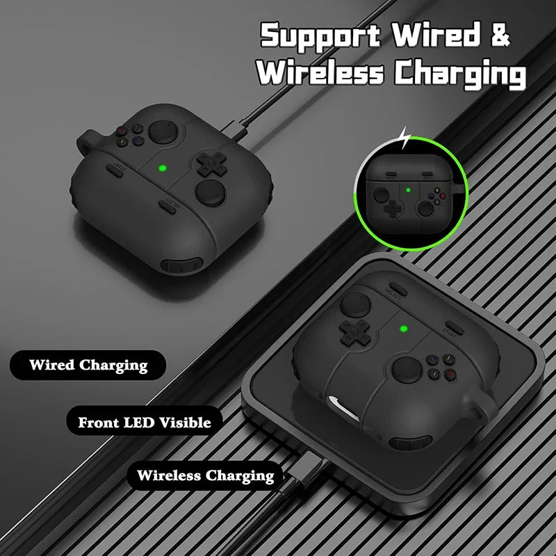 Earphone Case For Airpods 4 2024 Cute Cartoon 3D Gamepad Silicone Shockproof Box Cover For Airpods Pro 2 2nd 3 Cases With Hook