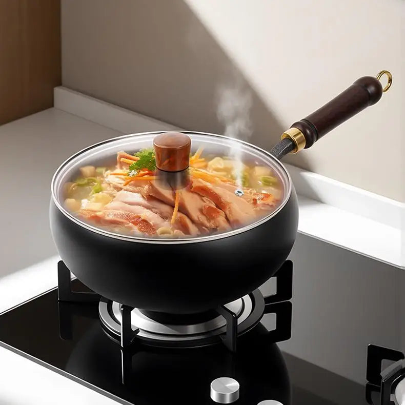 28cm Carbon Steel Wok with Round Bottom – Pre-Seasoned Pow Wok for Stir Fry – Traditional Chinese Japanese Black Steel Pan