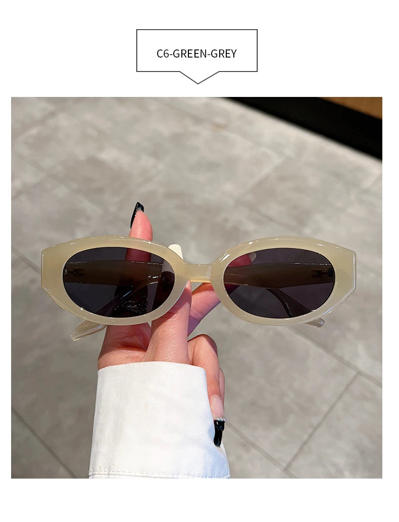 KAMMPT Vintage Oval Sunglasses Women Fashion Retro Female Sun Glasses New in Trendy Luxury Brand Designer Lady Shades Eyewear