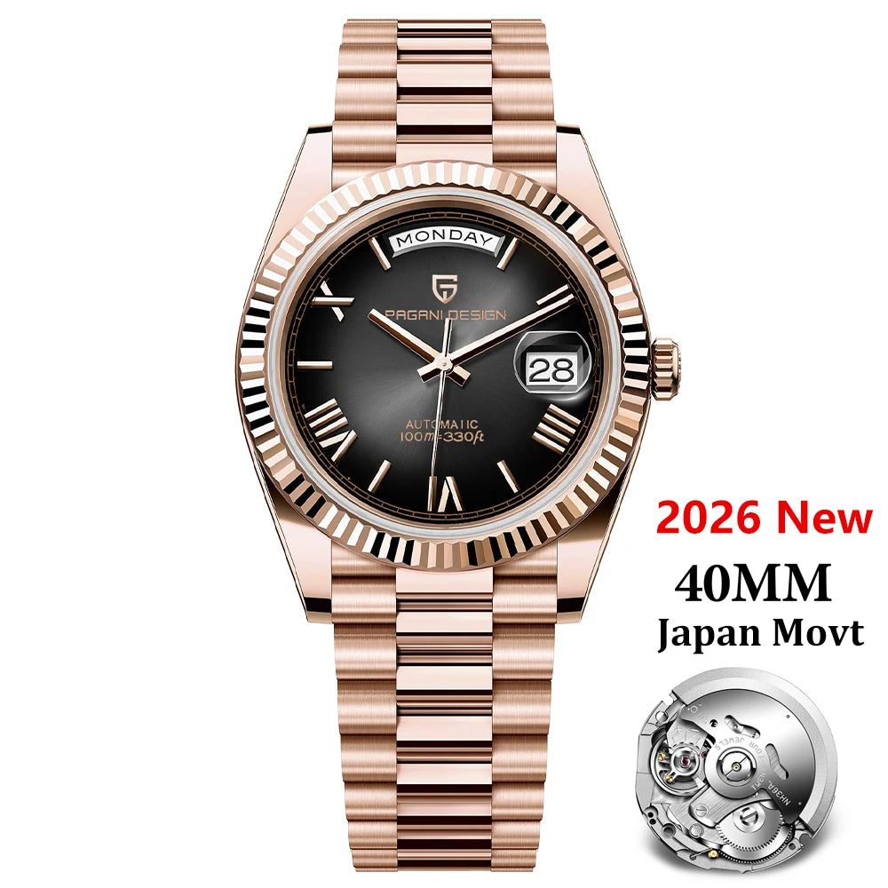 PAGANI DESIGN Men's Watches DD40 Gold White Luxury Automatic Watch Men TMI NH36A Date Week Mechanical Watches For Men 2026 New