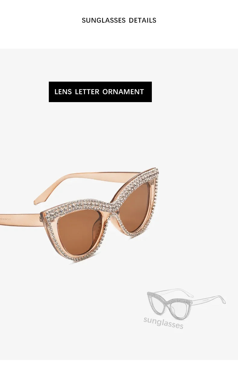 GM LUMIAS Vintage Cat Eye Sunglasses with Rhinestones New in Stylish Women Shades Ins Trendy Handmade Brand Designer Sun Glasses