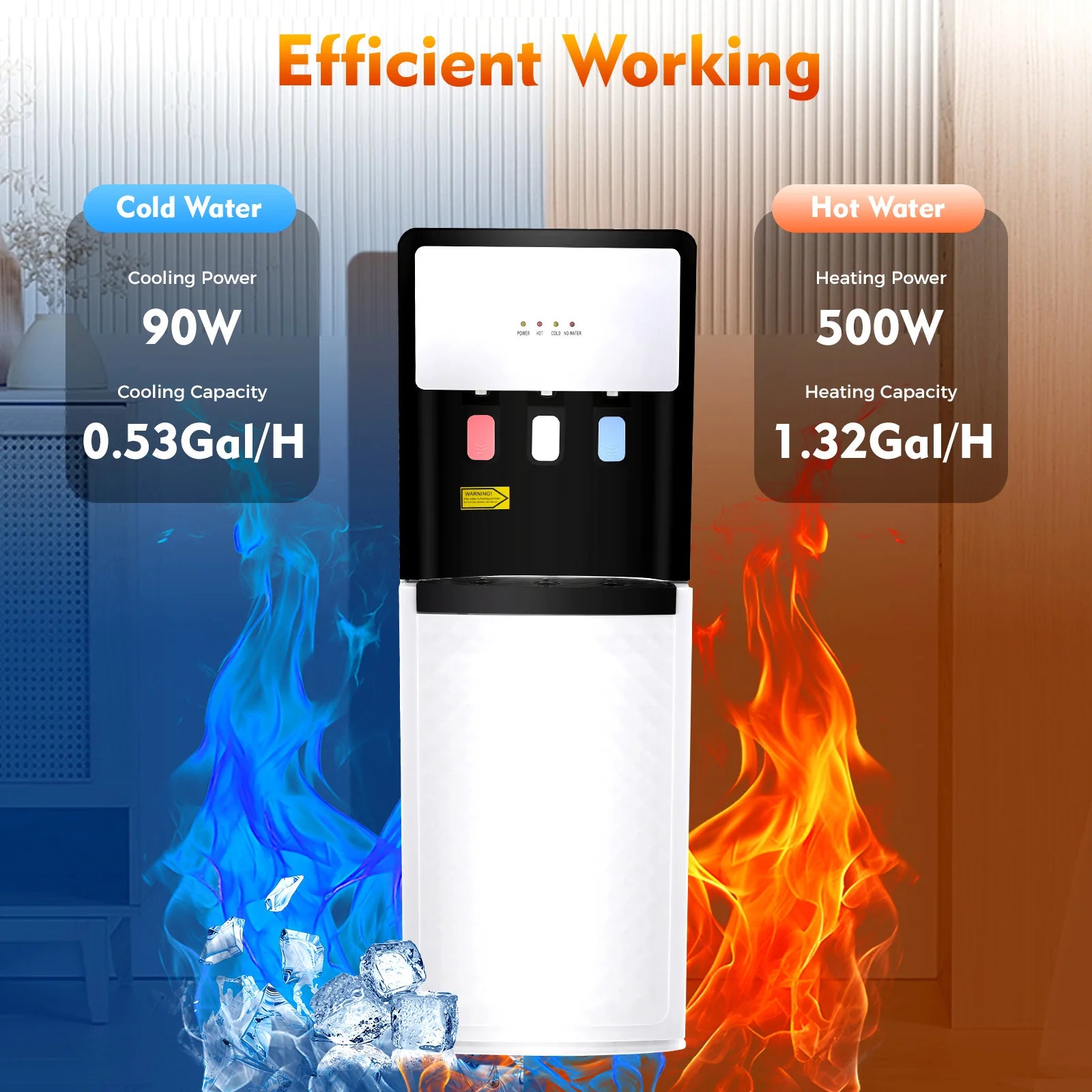 Bottom Loading Water Cooler Dispenser, 3 Temperature Settings - Hot, Cold & Room Water, Ideal for Office, Home, Living Room
