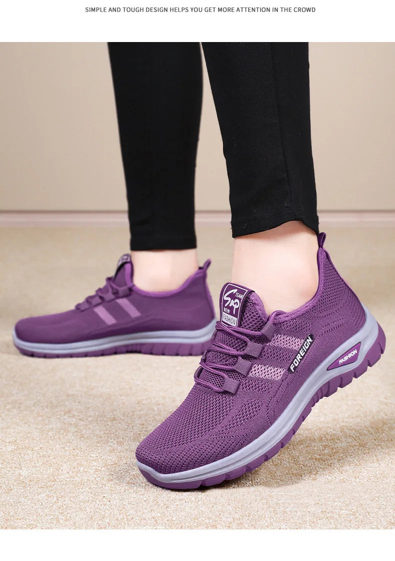 Women Casual Sports Shoes Breathable Lightweight Sneakers Anti-slip Flats Outdoor Running Walking Shoes Female Vulcanized Shoes