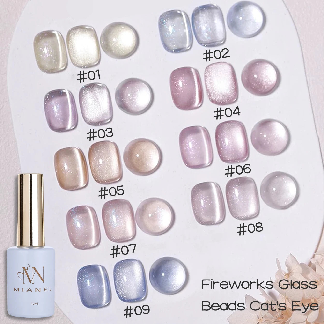 MIANEL 12ML 2026 New Tyndall Cat Eye Gel Nail Polish Flash Whitening Small Light Bulb Crystal Nail Polish Pink Nails 1-5pcs