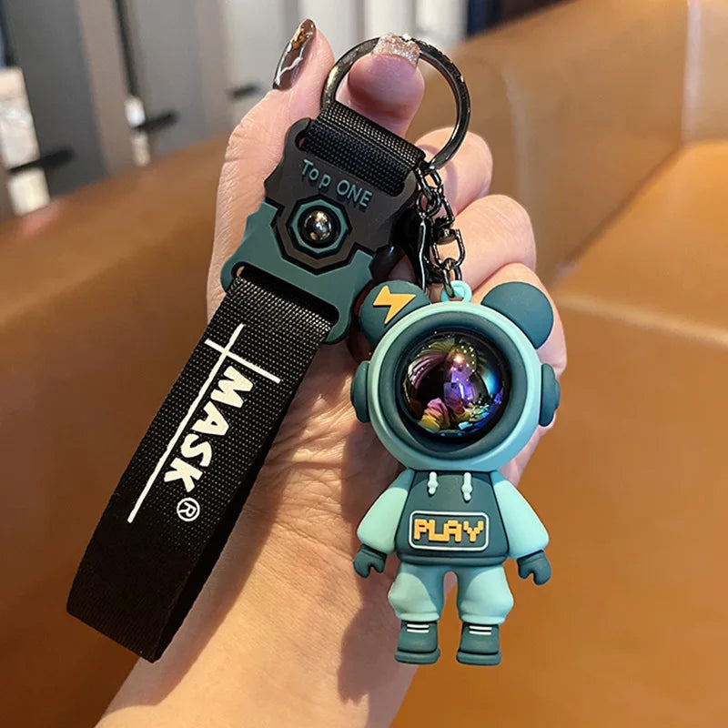 Cartoon Lightning Bear Keychain Cute Astronaut Bear Doll Keychain Bag Pendant Couple Car Key Ring Creative Bag Charm GiftPendant