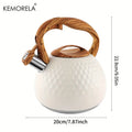 KEMORELA 3L Stainless Steel Heat-Resistant Hammer Pattern Whistle Sound Kettle Wooden handle Boiling Kitchenware Gas Induction