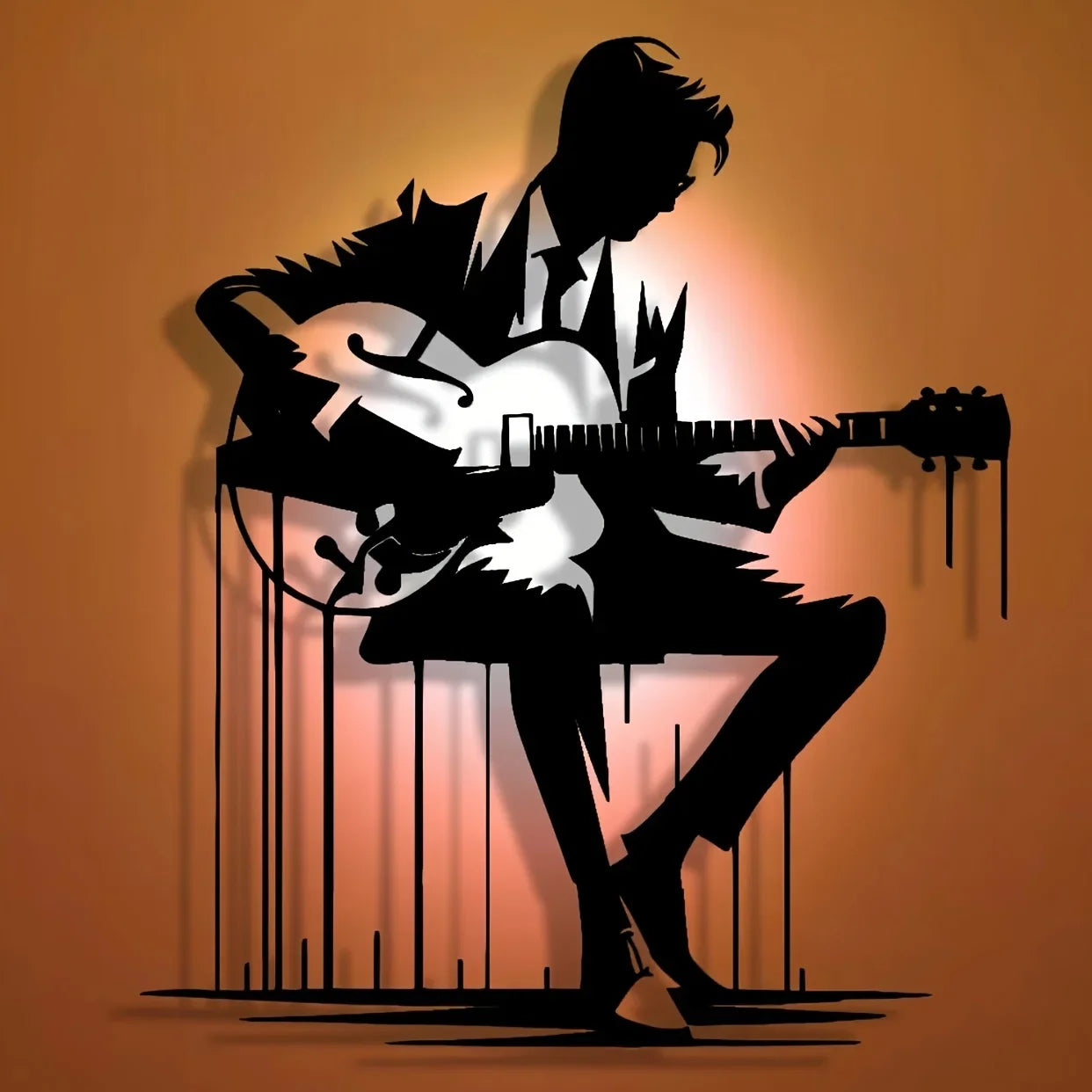 Abstract Metal Guitar Wall Art, Perfect for Home, Office, Café, Bar Decor, Ideal Gift for Music Lovers