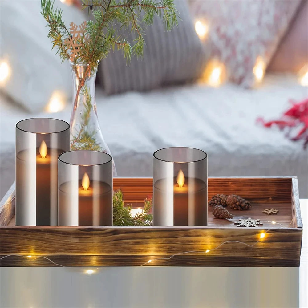 LED Lights for Home Electronic Candle LED Candle Decoration Glass Candle Full Set Remote Control Timer for Christmas Wedding