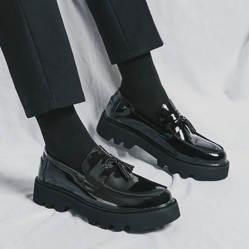Genuine Leather Men Shoes Fashion Men Work Shoe Luxury Design Thick Bottom  Elegant Formal Loafers Outdoor Comfort Business Shoe