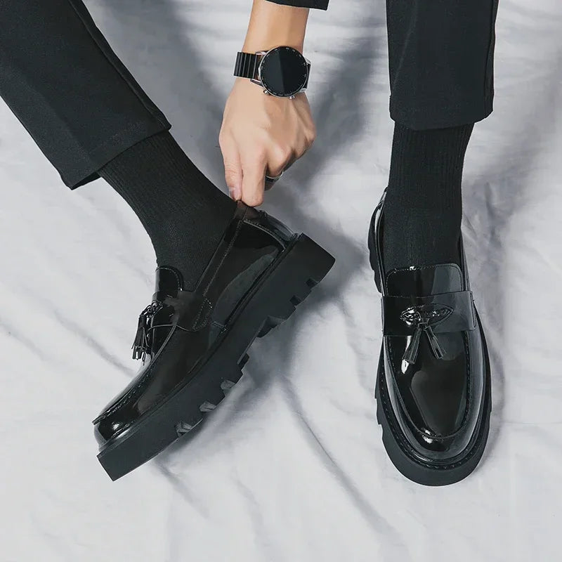 Genuine Leather Men Shoes Fashion Men Work Shoe Luxury Design Thick Bottom  Elegant Formal Loafers Outdoor Comfort Business Shoe