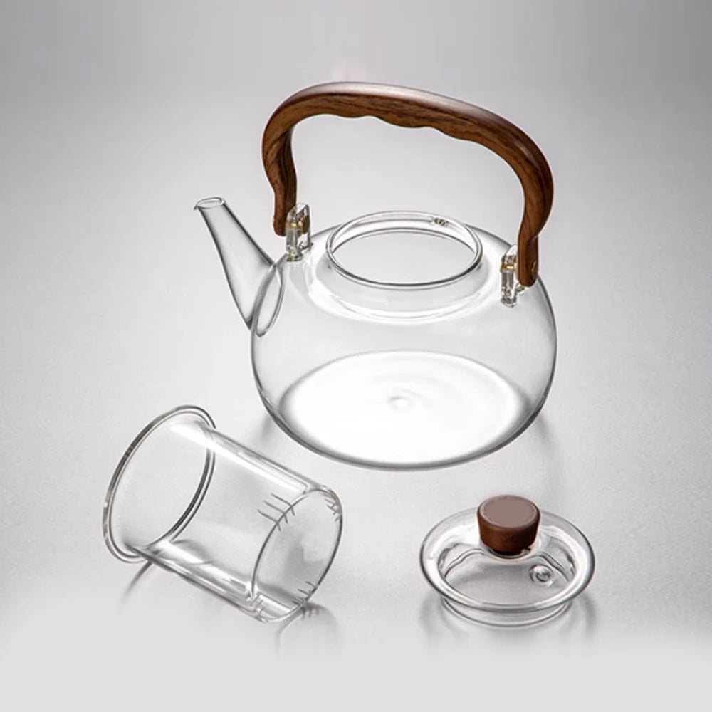 Glass Teapot Stovetop, Borosilicate Tea Kettle Stainless Steel Infuser, Teapot Blooming and Loose Leaf Tea Maker Tea Brewer