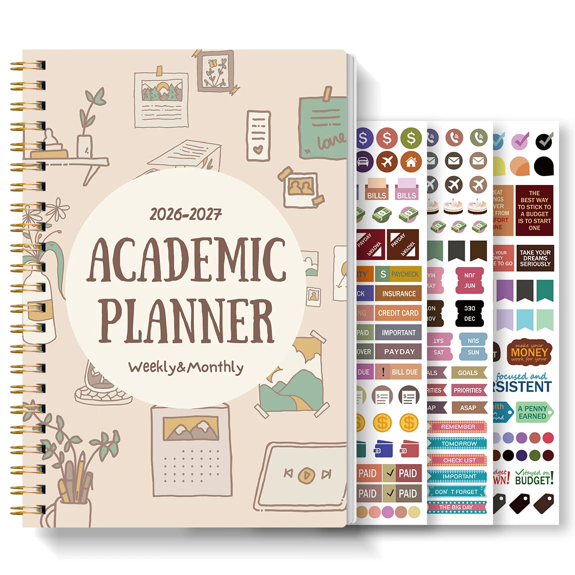 A5 2026-2027 Academic Planner Weekly Monthly Organizer, Jan 2026 to Dec 2027, School Student Teacher Spiral Notebook Calendar