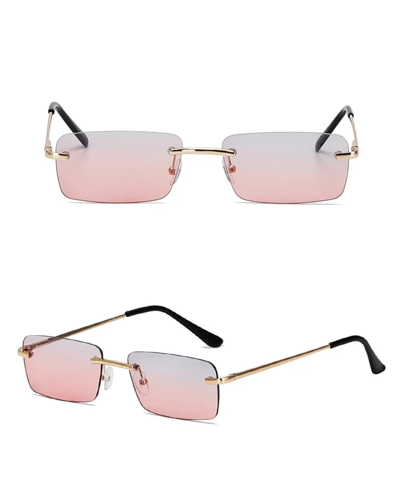 1PC Unisex Metal Square Frame Fashio Rimless Sunglasses For Outdoor Beach Party