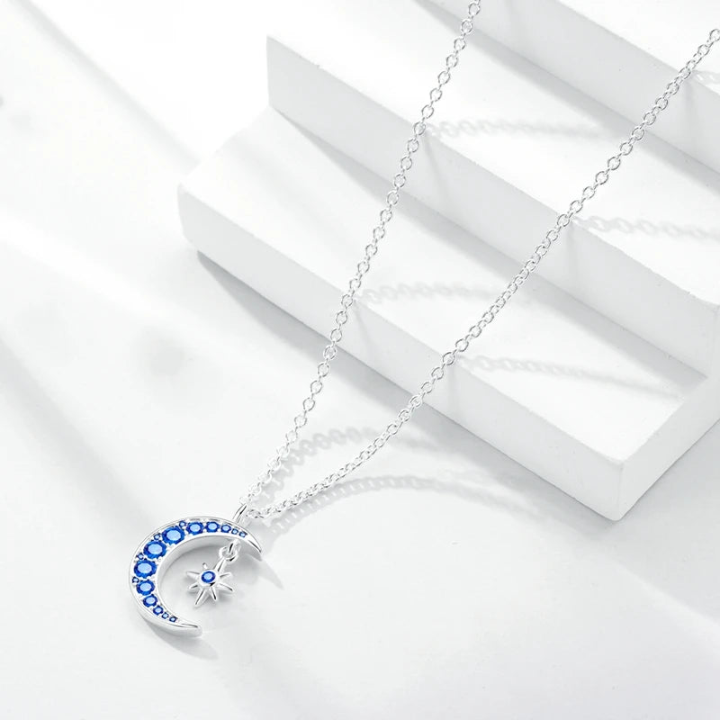 Luxury Necklace 925 Silver Original Sterling Zircon Dragonfly Butterfly Firefly Star Moon Chain Link For Women Wedding Jewelry