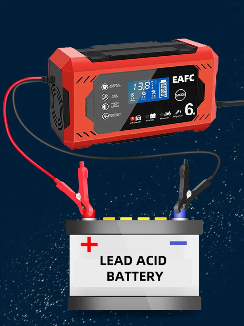 12-24V 6/8A Full Automatic Battery charger Digital LCD Display Car Battery Chargers Power Puls Repair Chargers Wet Dry Lead Acid