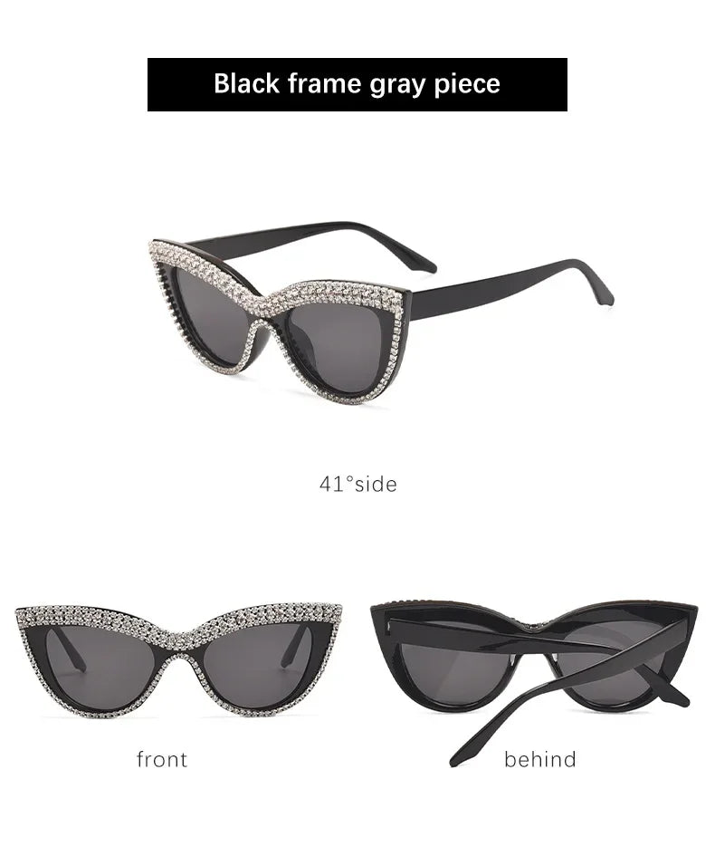 GM LUMIAS Vintage Cat Eye Sunglasses with Rhinestones New in Stylish Women Shades Ins Trendy Handmade Brand Designer Sun Glasses
