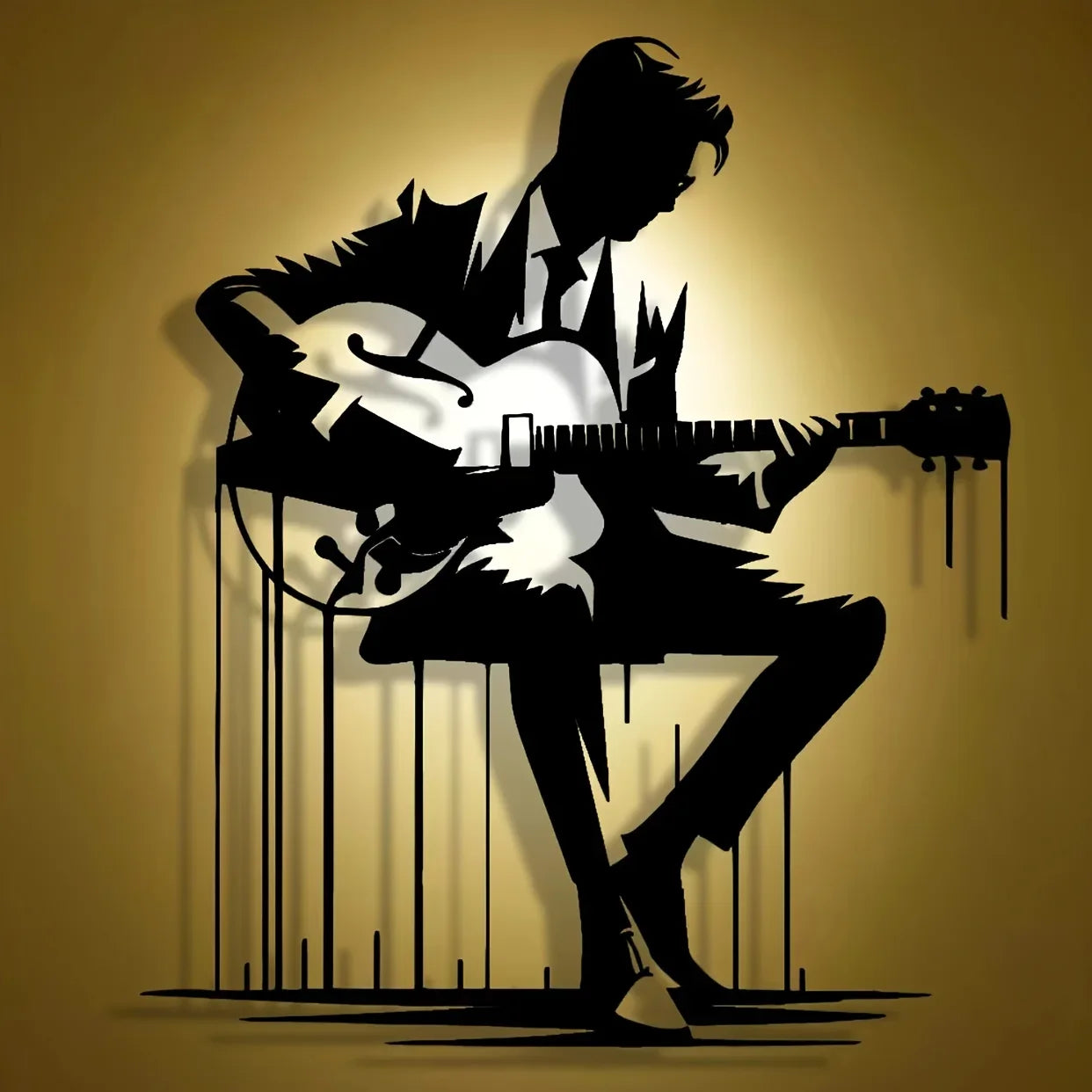 Abstract Metal Guitar Wall Art, Perfect for Home, Office, Café, Bar Decor, Ideal Gift for Music Lovers