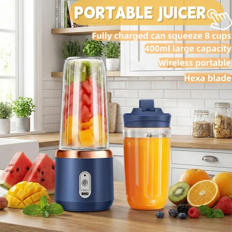 400ML Fruit Electric Juicer Food Milkshake Mixer Machine Portable Juicer Maker Double Cup Multifunction Household Blender