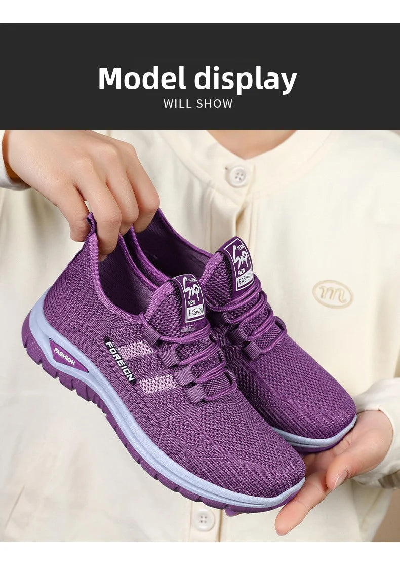 Women Casual Sports Shoes Breathable Lightweight Sneakers Anti-slip Flats Outdoor Running Walking Shoes Female Vulcanized Shoes
