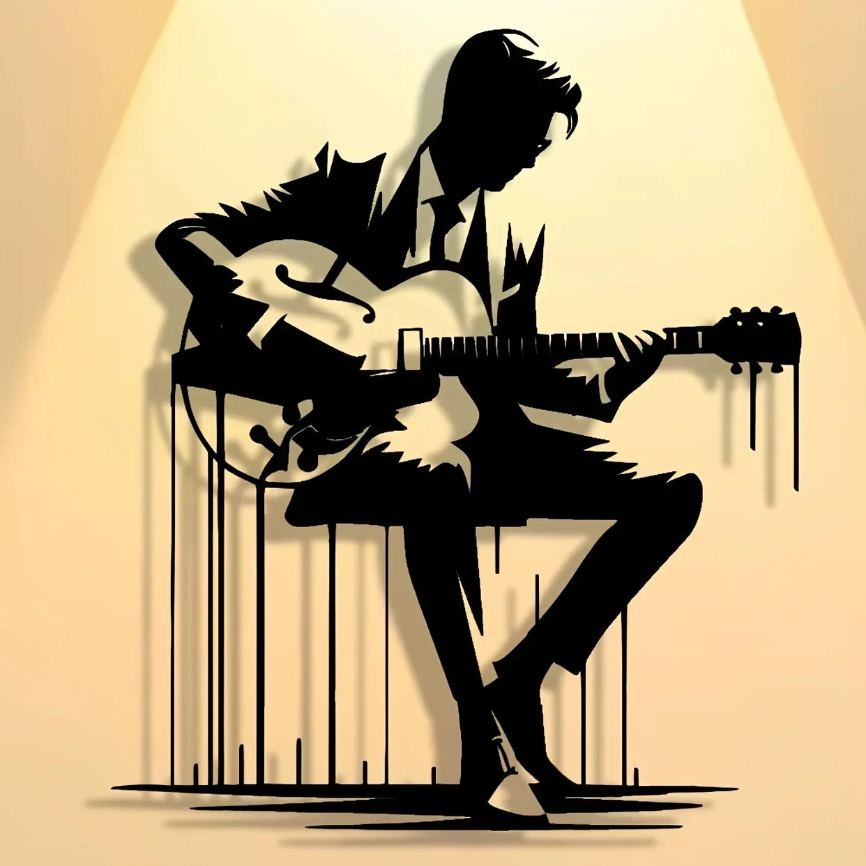 Abstract Metal Guitar Wall Art, Perfect for Home, Office, Café, Bar Decor, Ideal Gift for Music Lovers