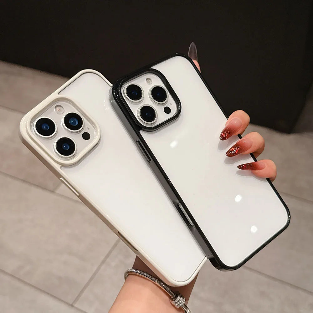 Luxury Candy Color Transparent Phone Case For iPhone 13 14 15 and 16 Clear Acrylic Bumper Back Cases Cover