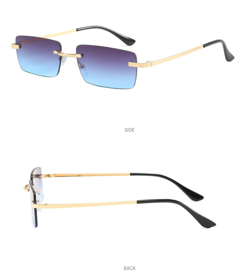 1PC Unisex Metal Square Frame Fashio Rimless Sunglasses For Outdoor Beach Party