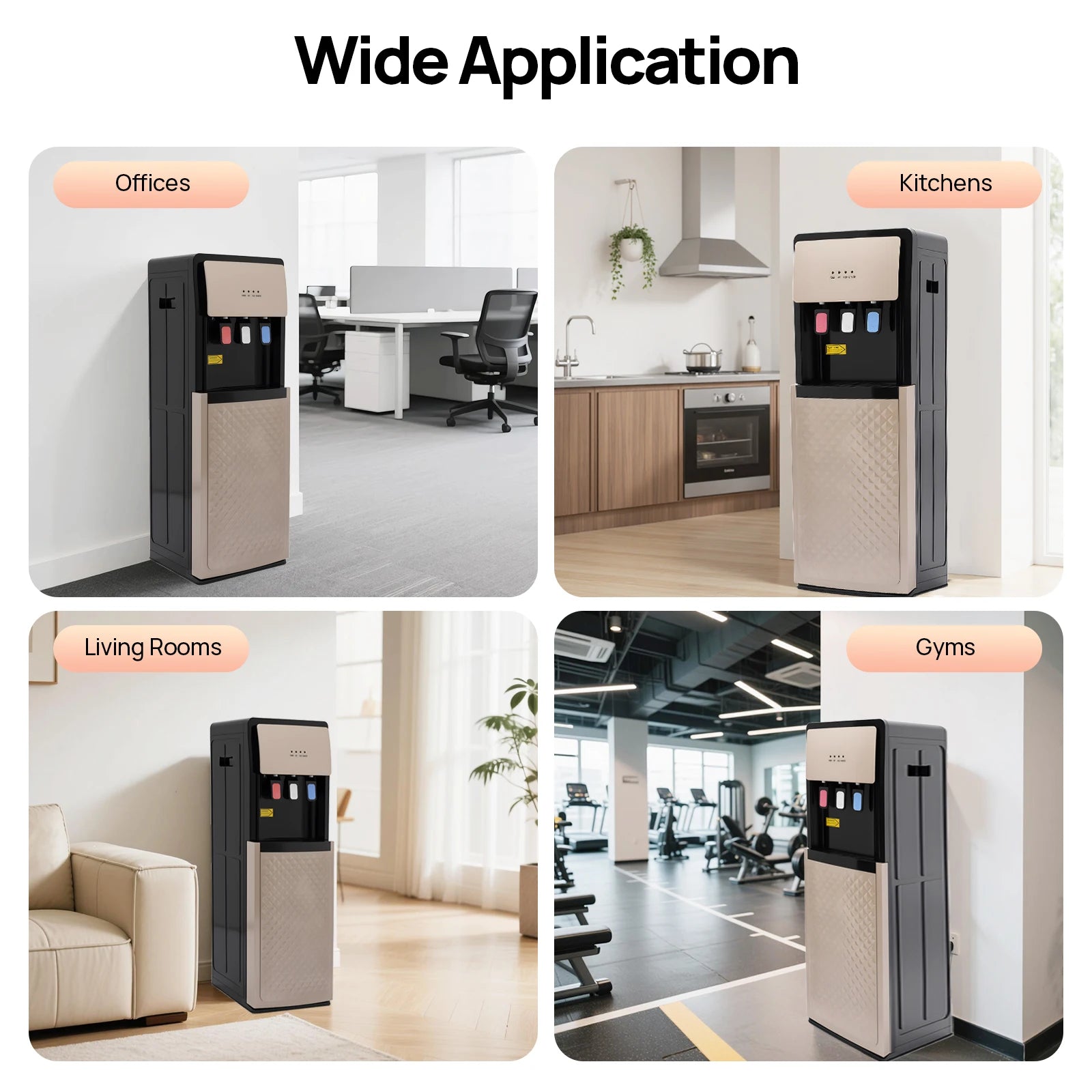 Bottom Loading Water Cooler Dispenser, 3 Temperature Settings - Hot, Cold & Room Water, Ideal for Office, Home, Living Room