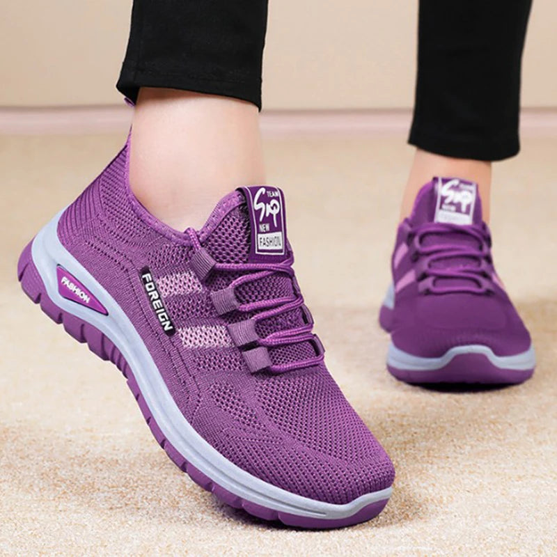 Women Casual Sports Shoes Breathable Lightweight Sneakers Anti-slip Flats Outdoor Running Walking Shoes Female Vulcanized Shoes