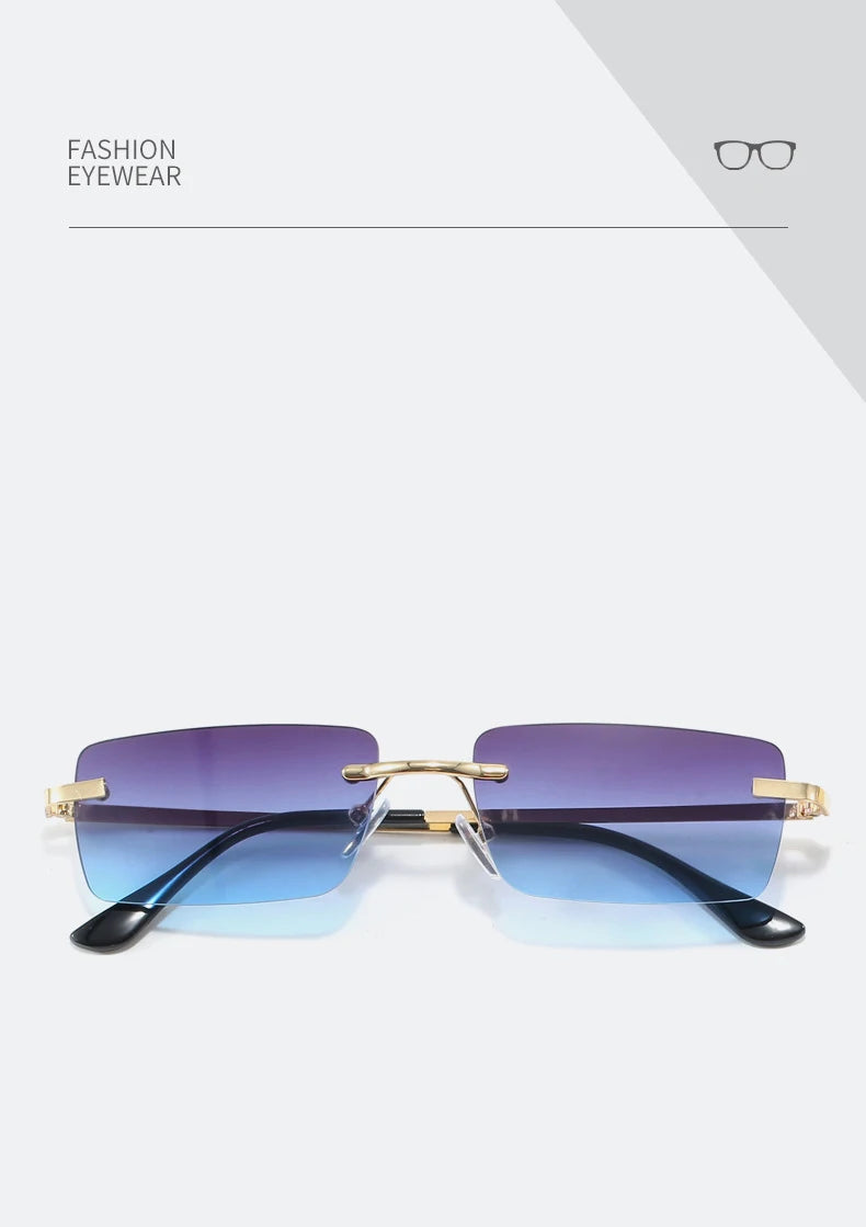 1PC Unisex Metal Square Frame Fashio Rimless Sunglasses For Outdoor Beach Party