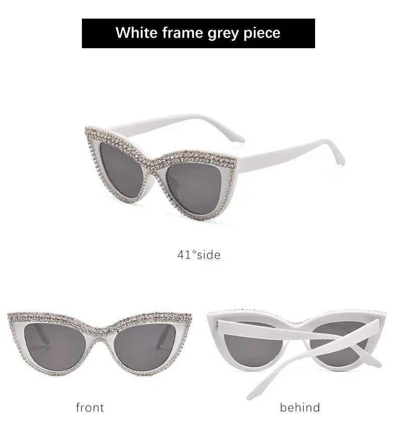 GM LUMIAS Vintage Cat Eye Sunglasses with Rhinestones New in Stylish Women Shades Ins Trendy Handmade Brand Designer Sun Glasses