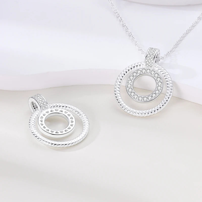 Luxury Necklace 925 Silver Original Sterling Zircon Dragonfly Butterfly Firefly Star Moon Chain Link For Women Wedding Jewelry