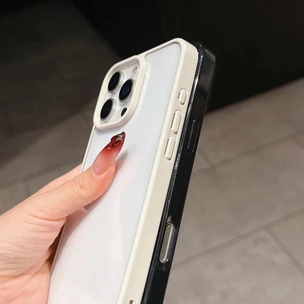 Luxury Candy Color Transparent Phone Case For iPhone 13 14 15 and 16 Clear Acrylic Bumper Back Cases Cover
