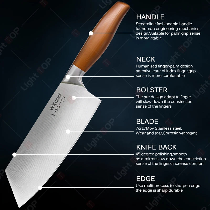 Japanese Kitchen Knives Stainless Steel Professional Chef Knife Cleaver Santoku Knife Fruit Slicing Utility Knife Cooking Tools