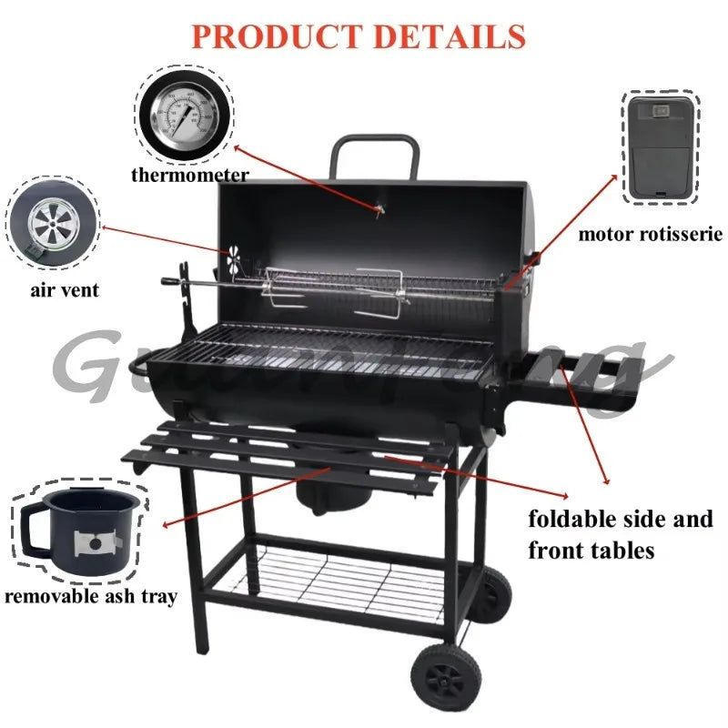 Folding oil drum cart charcoal  chicken grill