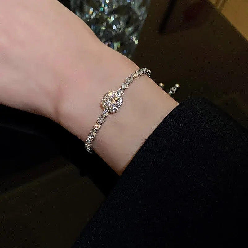 Korea Square Zircon Adjustable Bracelet for Female Simple Light Luxury Bracelets Personality Temperament Wedding Woman Jewelry