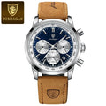POEDAGAR Advanced waterproof calendar night light timer men's watch business luxury fashion men's leather watch