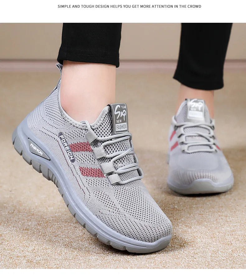 Women Casual Sports Shoes Breathable Lightweight Sneakers Anti-slip Flats Outdoor Running Walking Shoes Female Vulcanized Shoes