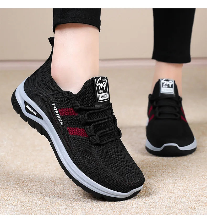 Women Casual Sports Shoes Breathable Lightweight Sneakers Anti-slip Flats Outdoor Running Walking Shoes Female Vulcanized Shoes