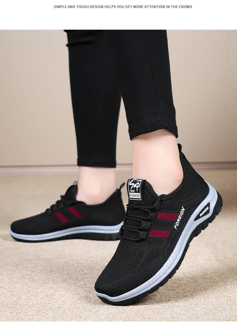 Women Casual Sports Shoes Breathable Lightweight Sneakers Anti-slip Flats Outdoor Running Walking Shoes Female Vulcanized Shoes