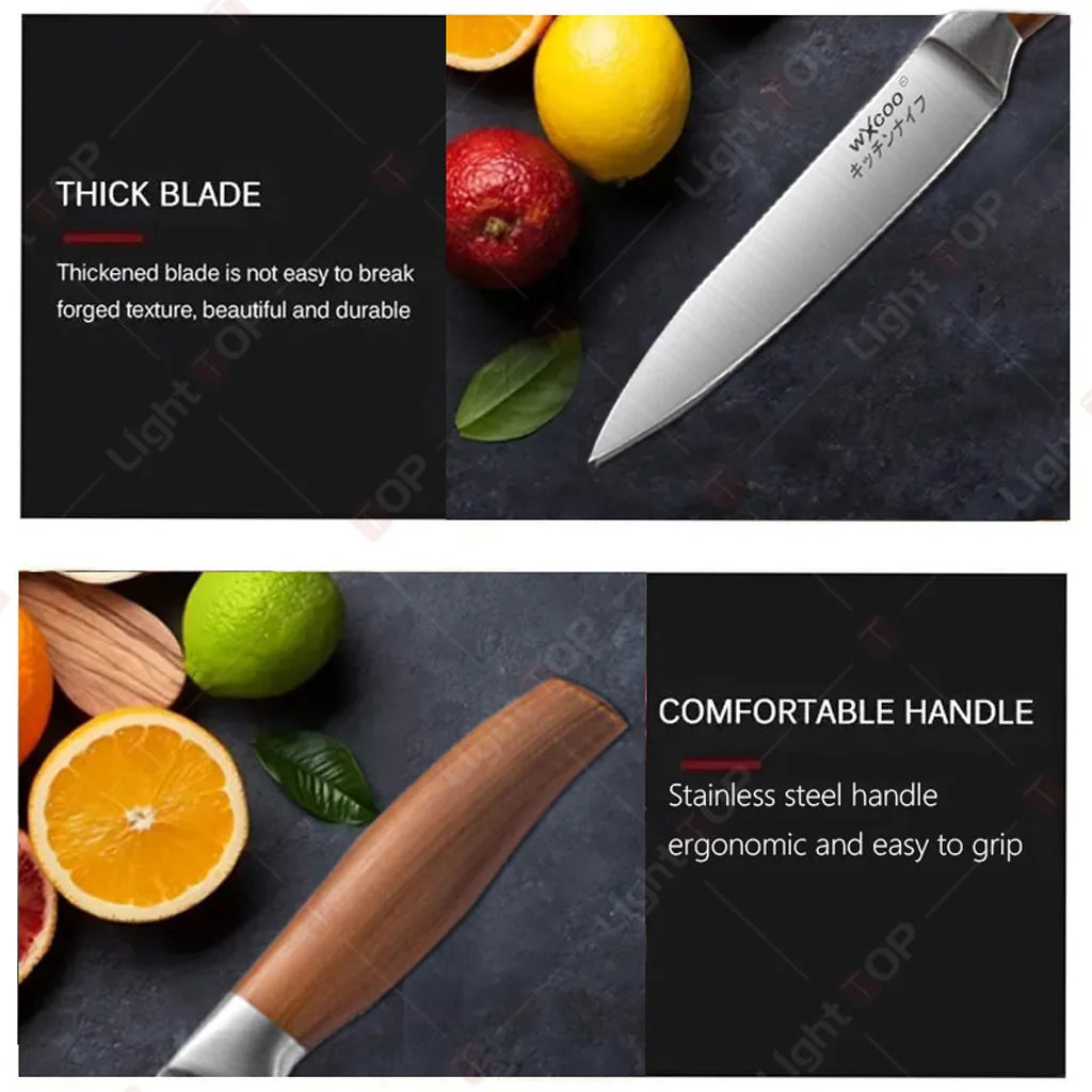 Japanese Kitchen Knives Stainless Steel Professional Chef Knife Cleaver Santoku Knife Fruit Slicing Utility Knife Cooking Tools