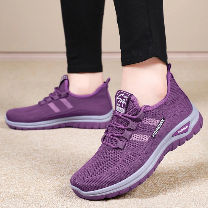 Women Casual Sports Shoes Breathable Lightweight Sneakers Anti-slip Flats Outdoor Running Walking Shoes Female Vulcanized Shoes