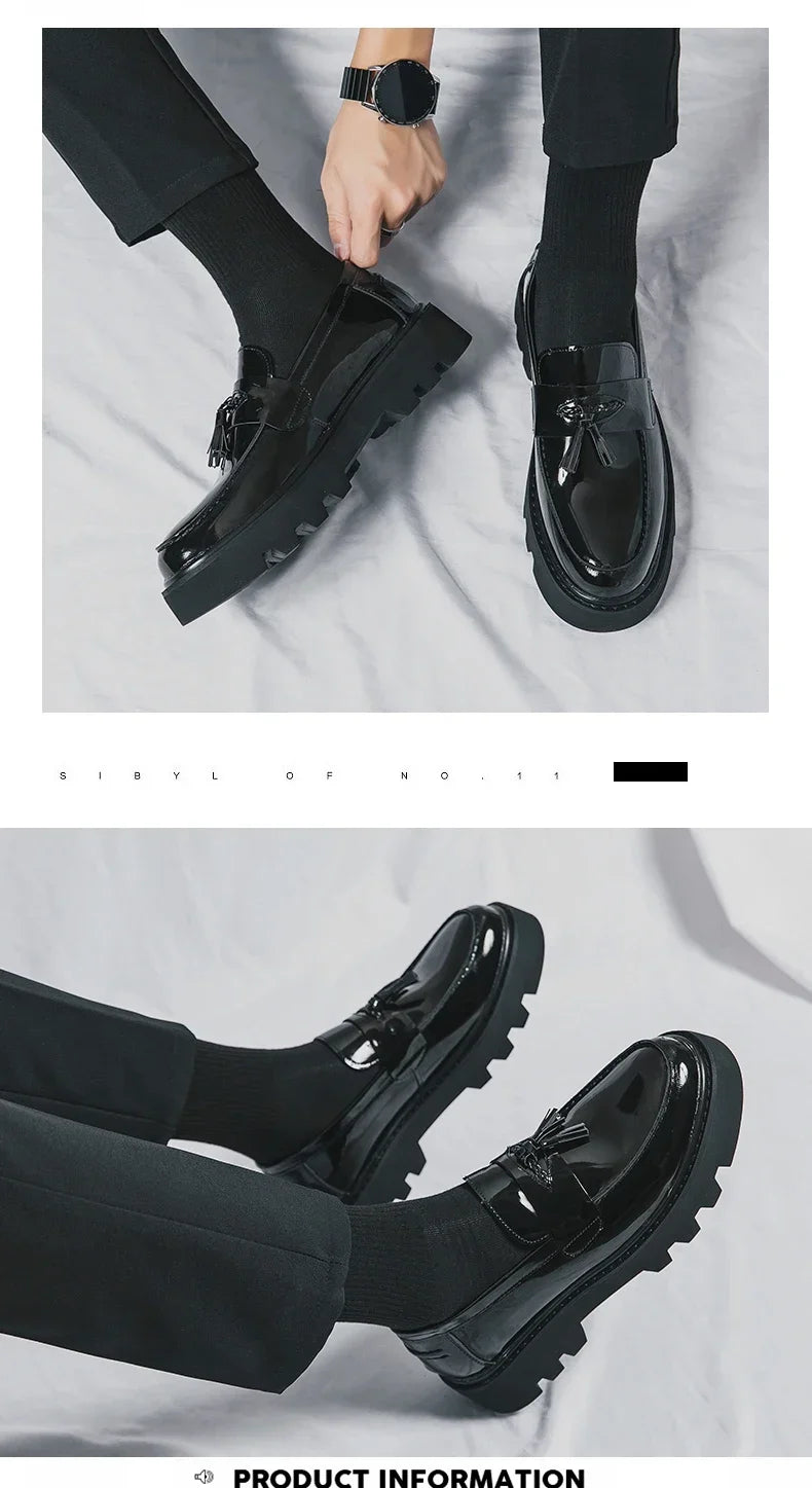Genuine Leather Men Shoes Fashion Men Work Shoe Luxury Design Thick Bottom  Elegant Formal Loafers Outdoor Comfort Business Shoe