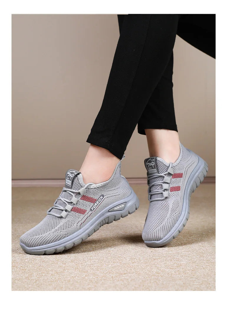 Women Casual Sports Shoes Breathable Lightweight Sneakers Anti-slip Flats Outdoor Running Walking Shoes Female Vulcanized Shoes