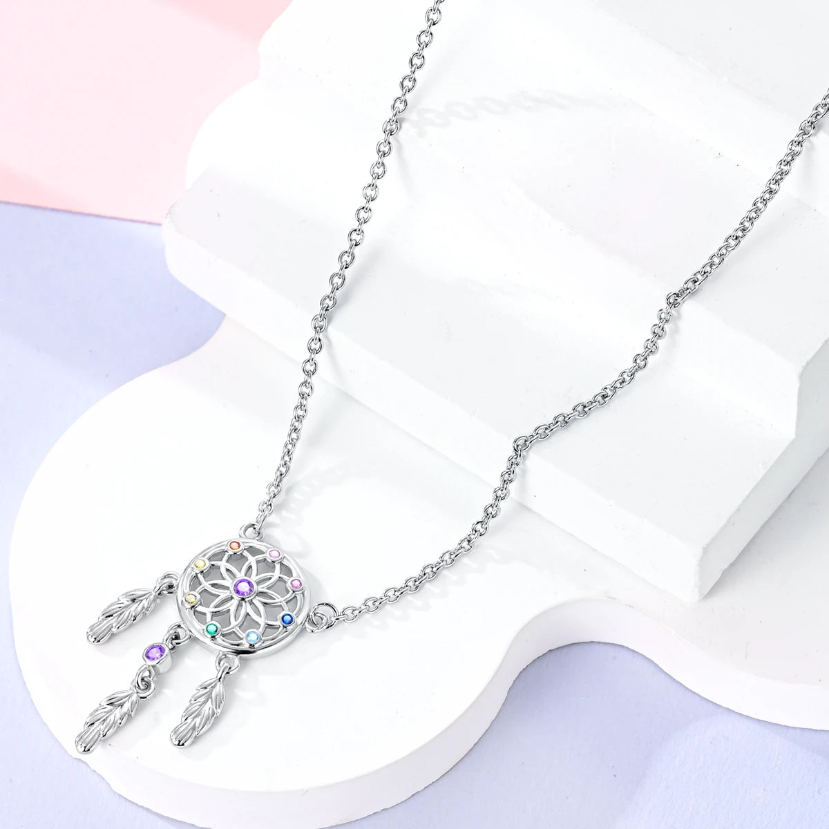Luxury Necklace 925 Silver Original Sterling Zircon Dragonfly Butterfly Firefly Star Moon Chain Link For Women Wedding Jewelry